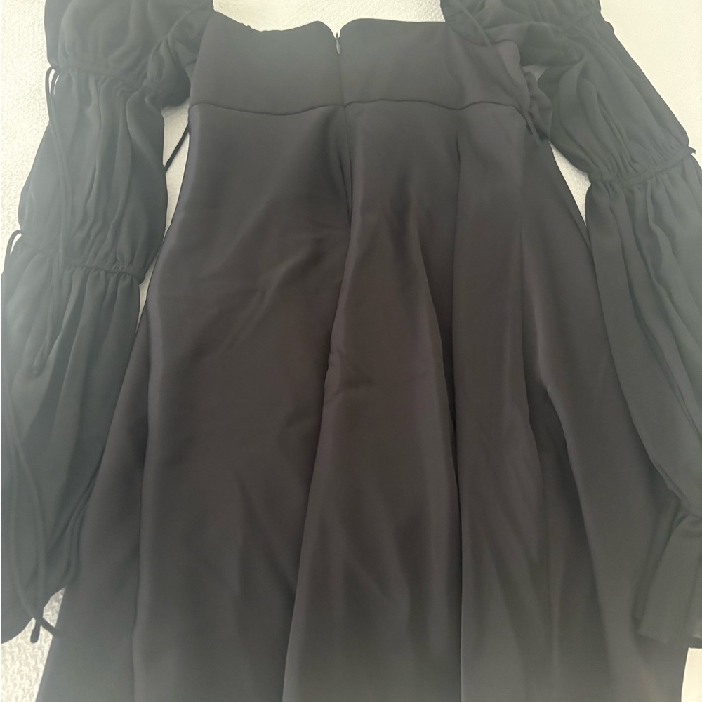 For Love & Lemons Black Long-Sleeve Mini Dress with Pink Rosette - Picture 5 of 5